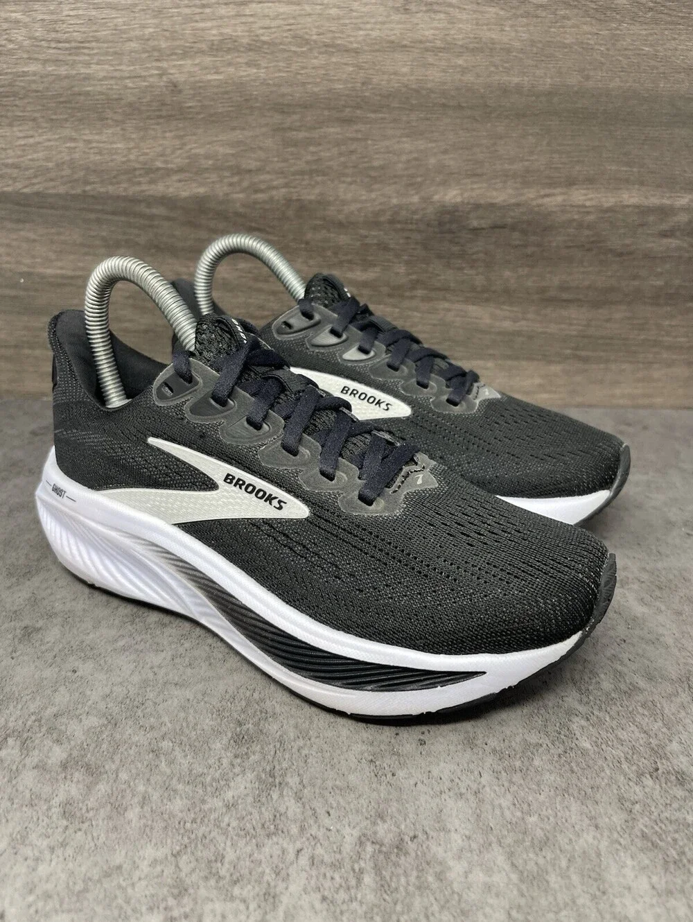 Brooks Ghost 17 Black Grey White Size 5 Womens Wide Running Walking Shoes